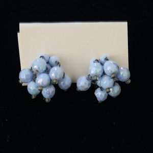 VINTAGE Blue cluster bubble bead clip on earrings